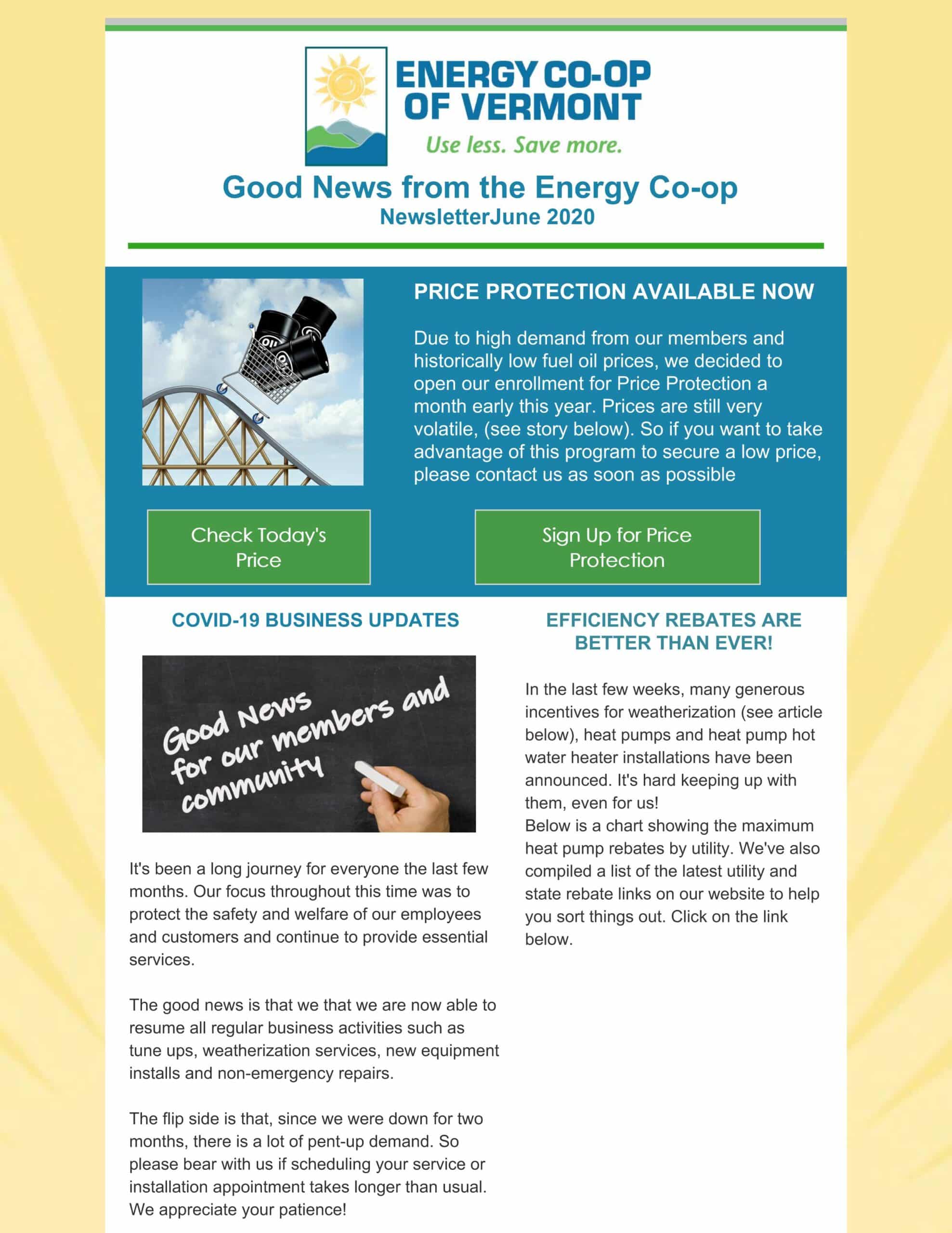 Energy Co-op of Vermont June 2020 Newsletter