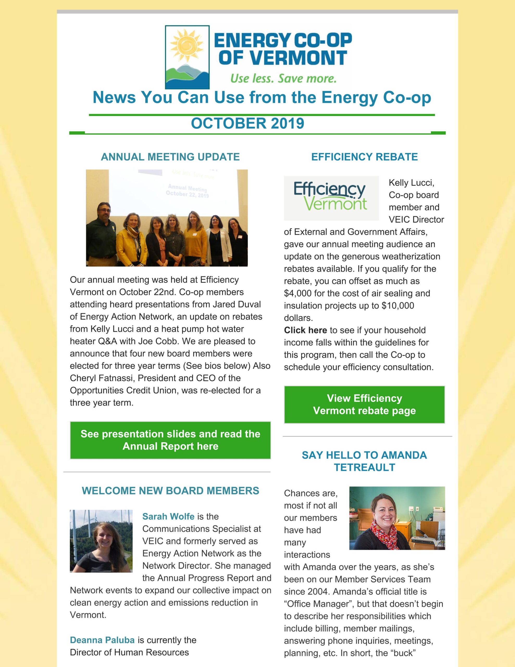 Energy Co-op of Vermont Newsletter October 2019